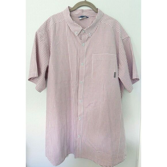 Columbia Mens Button Down Shirt Red White & Blue Plaid Cotton XXL - Picture 1 of 9